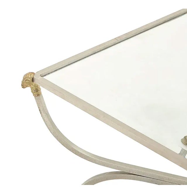 Art Deco Maison Jansen Brushed Steel & Brass Hoof Foot Coffee Cocktail Table For Sale - Image 3 of 6