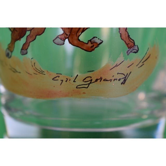 Mid 20th Century Set X 6 Cyril Gorainoff Hand Painted Western Cowboy Theme Double Old Fashioned Cocktail Glasses For Sale - Image 9 of 9