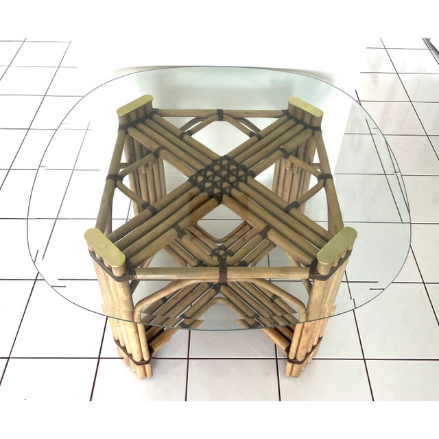 Drexel Heritage Drexel Heritage Bamboo Rattan and Brass Dining Table Base For Sale - Image 4 of 4