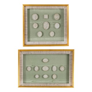 Antique Framed Plaster Grand Tour Intaglios, 19th Century, Set of 2 For Sale