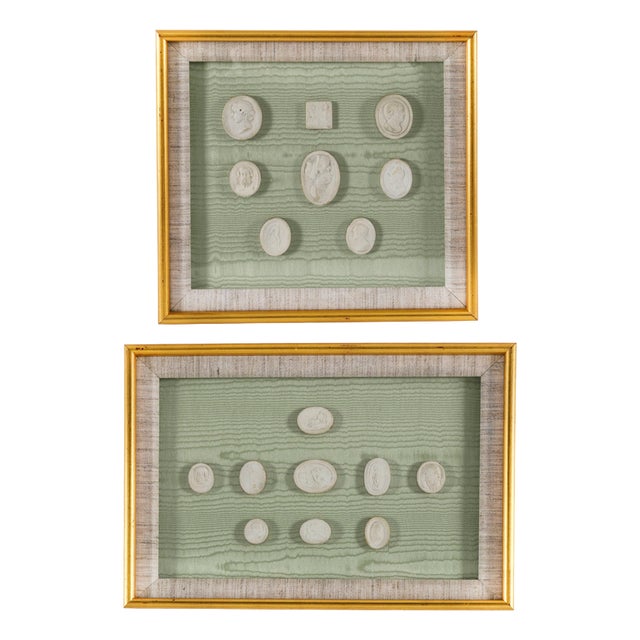 Antique Framed Plaster Grand Tour Intaglios, 19th Century, Set of 2 For Sale