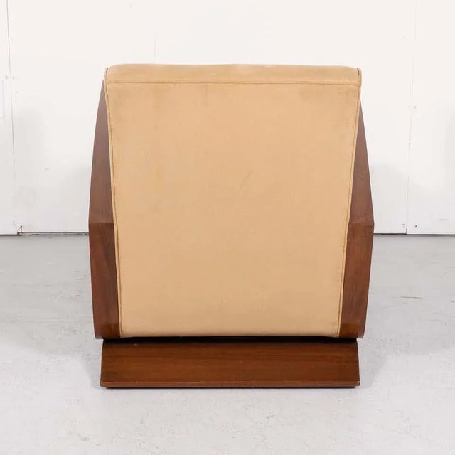 1930s French Art Deco Period Walnut Armchair or Lounge Chair For Sale - Image 12 of 13