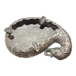Early 20th Century Mughal Indian Raj Style Elephant Shape Silverplate Ashtray