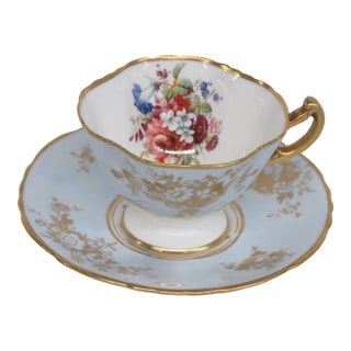 Hammersley Blue England Bone China Set of Tea Cup and Saucer 4654b For Sale