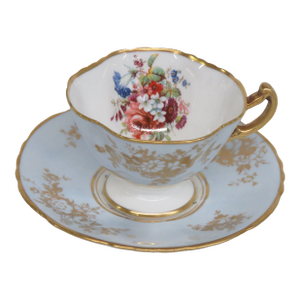 Hammersley Blue England Bone China Set of Tea Cup and Saucer 4654b