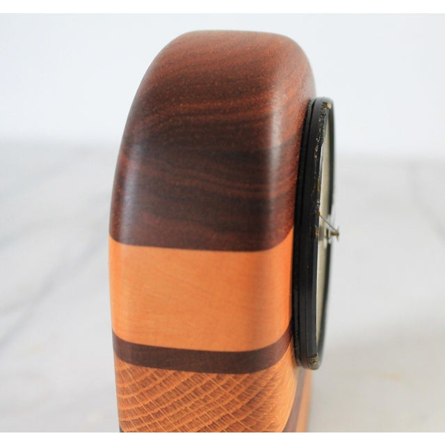 Brown Mid-Century Modern Multi Wood Clock For Sale - Image 8 of 10