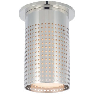 Kelly Wearstler for Visual Comfort Signature Precision Short Monopoint Flush Mount in Polished Nickel with White Glass For Sale