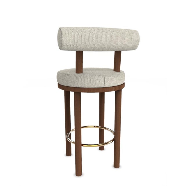 Collector Modern Moca Bar Chair in Safire 7 Fabric and Smoked Oak by Studio Rig For Sale - Image 4 of 7