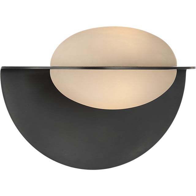 Modern Kelly Wearstler for Visual Comfort Signature Fosse 9" Invertable Oval Sconce in Bronze with Alabaster For Sale - Image 3 of 12