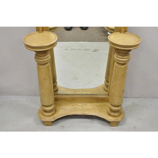 Late 19th Century Antique American Victorian 88" Tall Hall Entry Mirror With Pedestal Plant Stands For Sale - Image 5 of 12