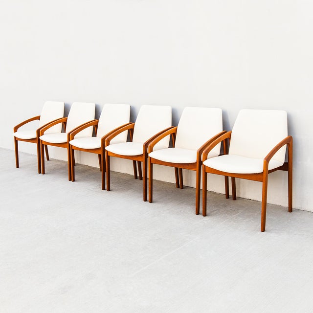 Korup Stolefabrik Restored 1970s Danish Modern Henning Kjaernulf Dining Chairs in Teak and Leather For Sale - Image 4 of 13