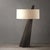 Contemporary Obelisk Table Lamp - Dark Walnut Wood, White Cotton-Linen Shade For Sale - Image 3 of 9