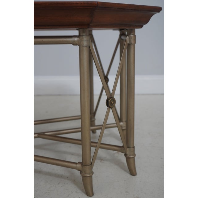 1990s Hekman French Style Cherry Tray Top Metal Base Coffee Table For Sale - Image 5 of 15