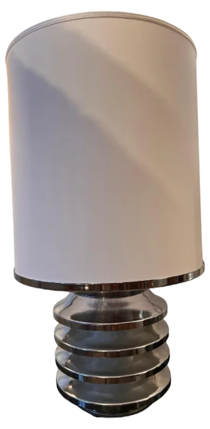 Chromed Steel Cylinder Lampshade Table Lamp, 1970s
