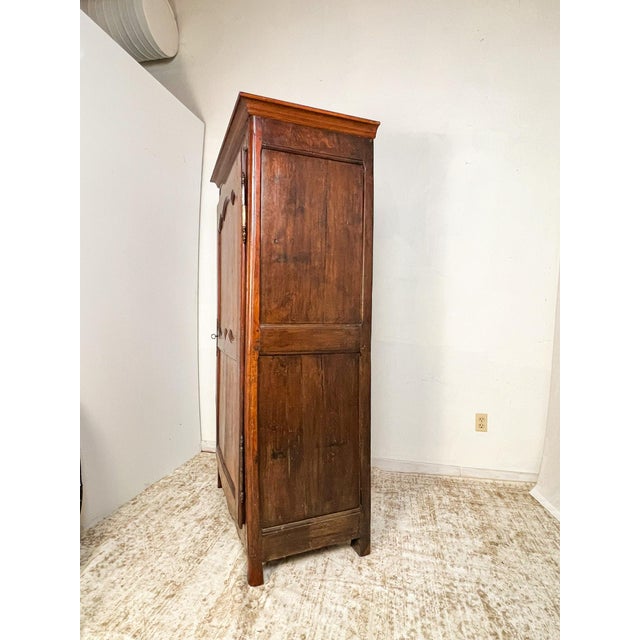 French Provincial Antique French Provincial Solid Oak Bonnetière Cabinet For Sale - Image 3 of 14