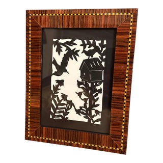 Vintage Scherenschnitte Picture Birdhouse in Italian Frame For Sale