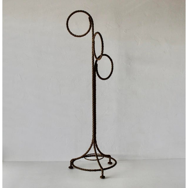 Gold Freestanding Gold Finish Twisted Rope Hoops Towel Rack Vintage Hollywood Regency For Sale - Image 8 of 15