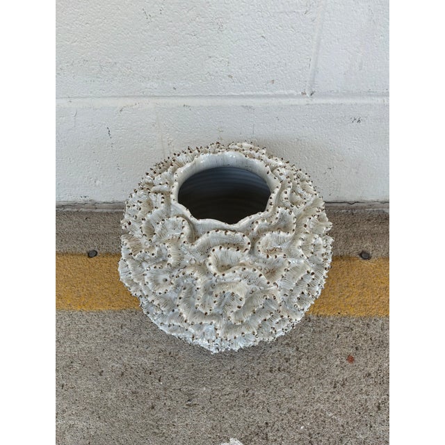 Contemporary Currey & Co Swirl Small White Vase For Sale - Image 3 of 4
