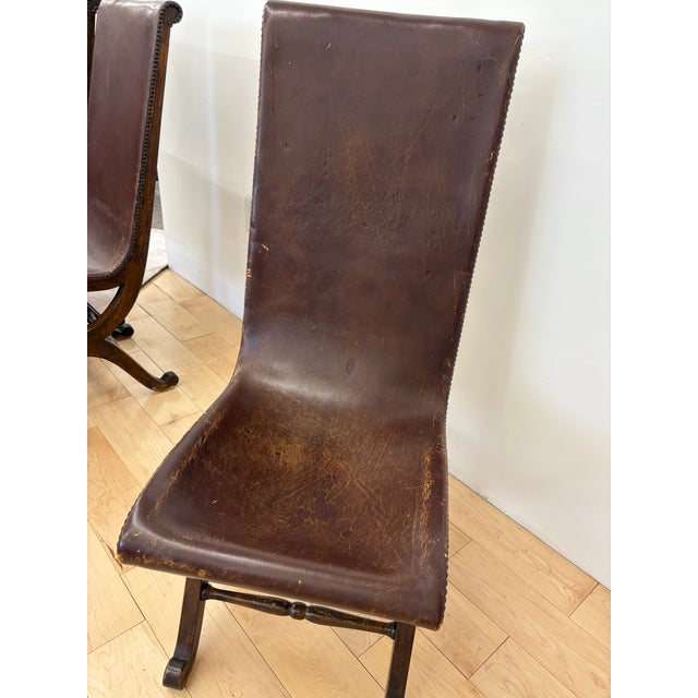 Pierre Lottier Brown Spanish Slipper Chairs by Almazan, 1950s For Sale - Image 10 of 11