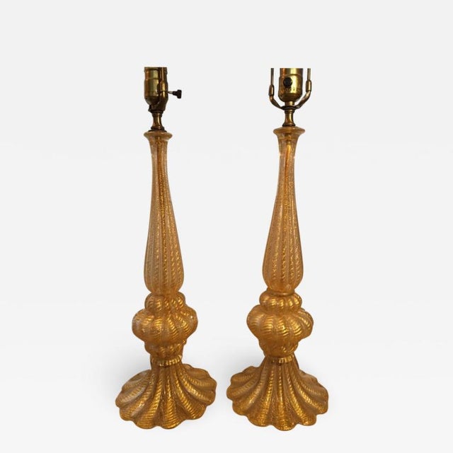 Gold Murano Lamps by Barovier - a Pair For Sale - Image 13 of 13