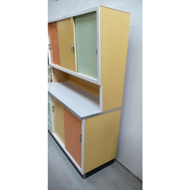 Mid-Century Modern Vintage German Kitchen Cabinet with Sliding Doors in Multi Colors, 1950s For Sale - Image 3 of 14