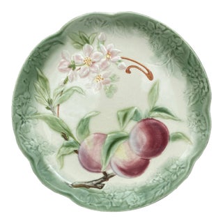 19th Century Majolica Peaches Plate Choisy Le Roi For Sale