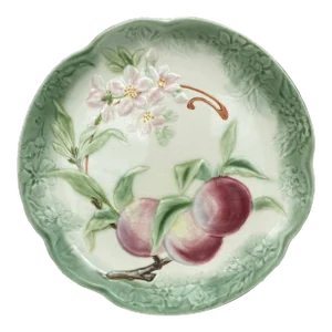 19th Century Majolica Peaches Plate Choisy Le Roi