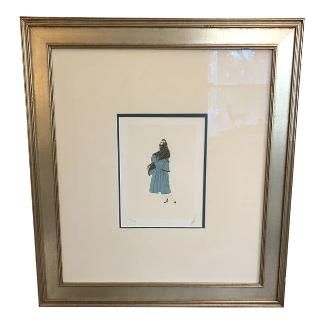 Collectible Signed Erte Lithograph of Woman For Sale