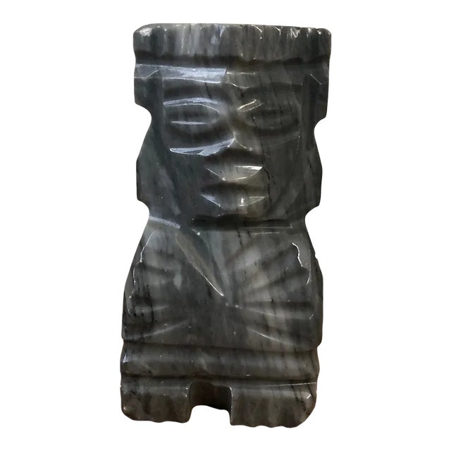 Tribal Aztec Carved Stone Figurine Statue / Bookend For Sale