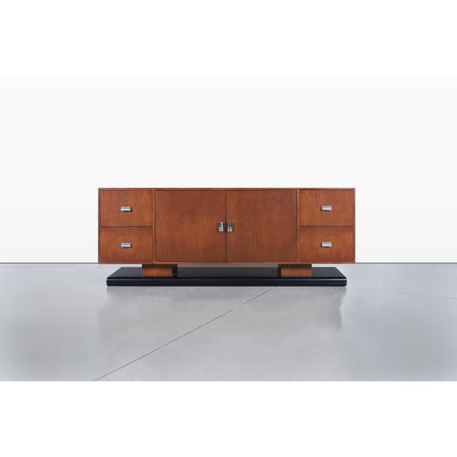 Vintage Custom-Made Walnut Credenza For Sale - Image 9 of 12