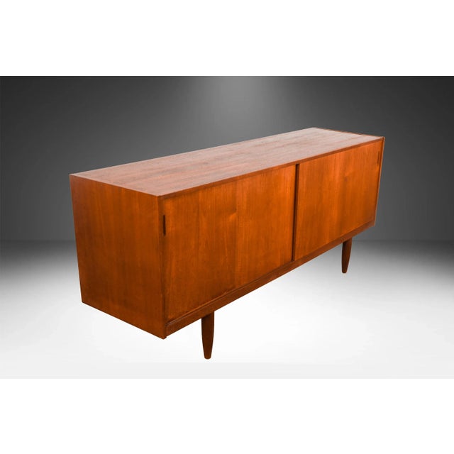 Teak Mid Century Denmark Sliding Door Sideboard Credenza For Sale - Image 12 of 14