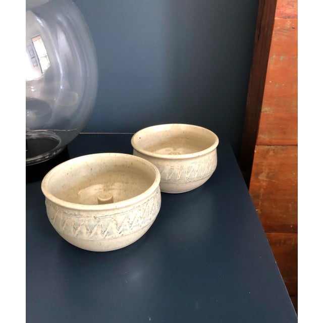 Late 20th Century Vintage Studio Pottery Ring Holders/Salt Rings-Signed by Artist-Set of 2 For Sale - Image 5 of 12