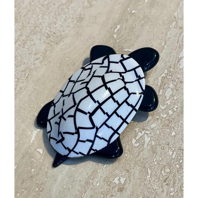 Vintage Lea Stein Paris B&w Tortoise Brooch For Sale - Image 10 of 12