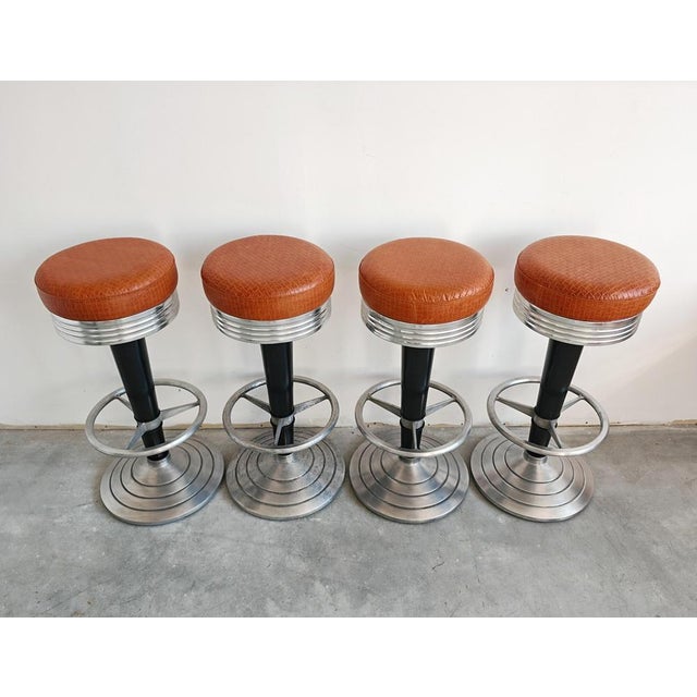 Art Deco Inspired Bar Stools by Go-in Desig,n Munich, Germany, 1980s, Set of 4 For Sale - Image 10 of 16