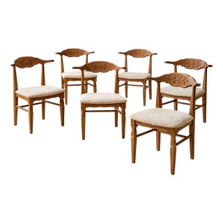 Mid-Century Danish Oak Dining Chairs by Henning Kjærnulf, 1960s, Set of 6 For Sale