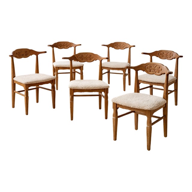Mid-Century Danish Oak Dining Chairs by Henning Kjærnulf, 1960s, Set of 6 For Sale
