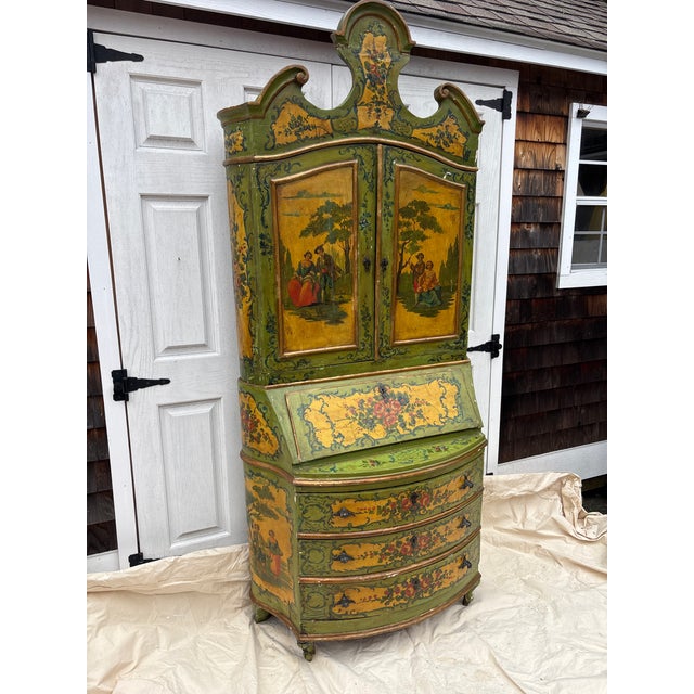 Italian 19th Century Paint Decorated Venetian Secretary' Bookcase For Sale - Image 3 of 13