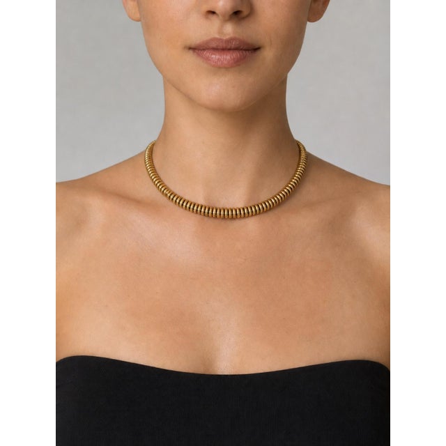 Vintage Italian 14k Gold Tubogas Collar Necklace, Circa 1975 For Sale - Image 13 of 13