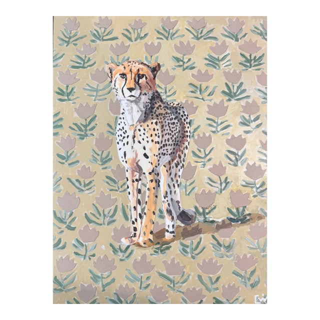 Block Print With Cheetah Painting For Sale