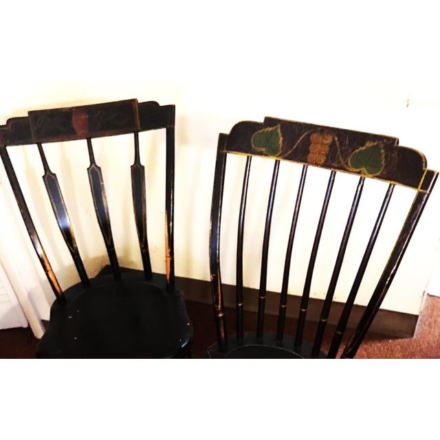 Wood Hitchcock New England Spindle Back Painted Chairs Set of Four For Sale - Image 7 of 16