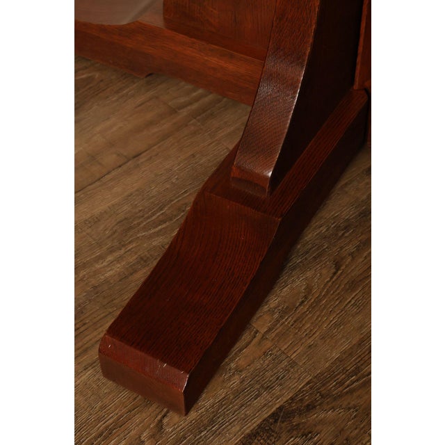 Stickley Mission Collection Round Oak Expandable Dining Table For Sale - Image 12 of 18