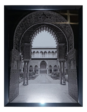 Courtyard of the Maidens in the Real Alcazar in Seville, Print, Framed