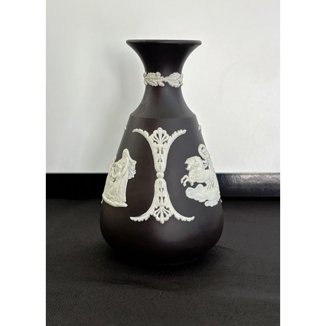 Mid-Century Modern Vintage MCM Wedgwood Jasperware Black/White Bud Vase For Sale - Image 3 of 6