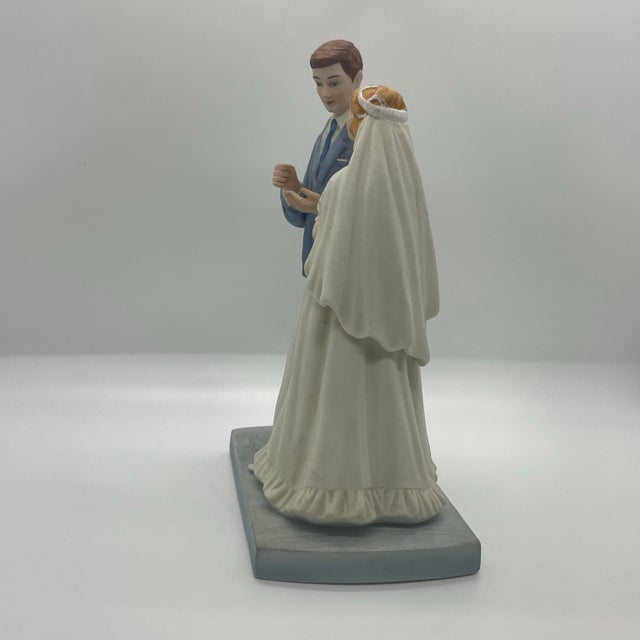 Blue Norman Rockwell 'Bride and Groom' Figurine, 1981, the American Family Wedding For Sale - Image 8 of 10