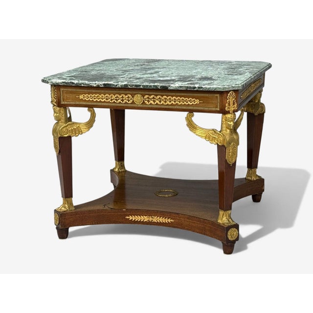 Late 19th Century French Empire Revival, Center Table, Bronze, Mahogany, Marble, France, 19th C. For Sale - Image 5 of 13