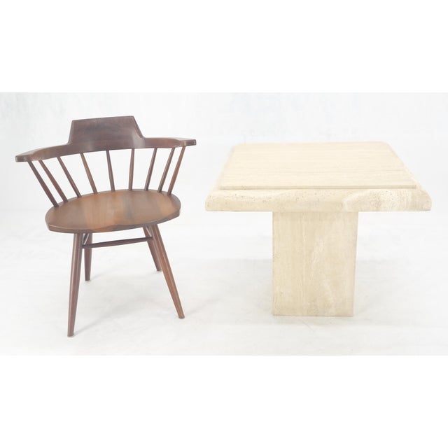 Single Travertine Base Beveled 27x27 Square Top Side End Lamp Table Stand MINT!