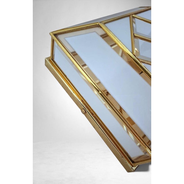 Mid 20th Century Italian Brass and Frosted Opaline Glass Flush Mount Ceiling Light For Sale - Image 11 of 18