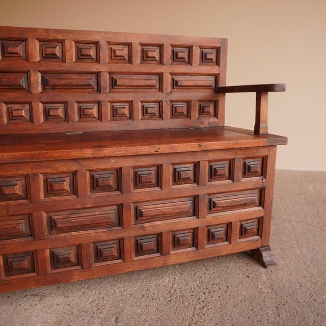 Spanish Wooden Storage Bench For Sale - Image 3 of 11