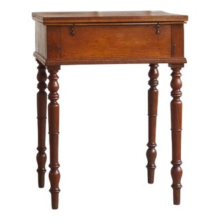 Antique French Sewing Table with Hinged Lid, Late 19th Century For Sale