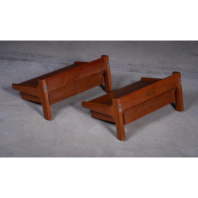 1950s Wall-Mounted Teak Bedside Tables attributed to Børge Mogensen, 1950s, Set of 2 For Sale - Image 5 of 10